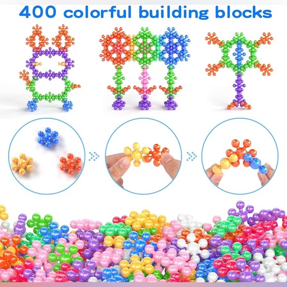 400 pc interlocking educational building blocks..(NWT) with plastic storage - Picture 4 of 6